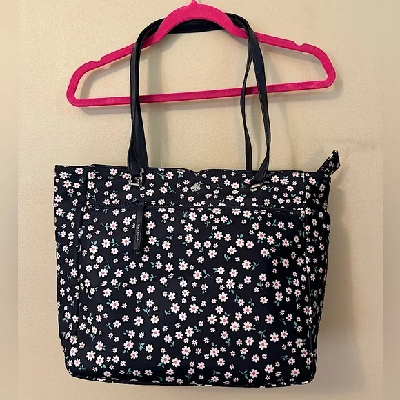 Kate Spade Jae Navy White Fleurette Floral Large Nylon Tote Bag NWOT - Picture 5 of 16